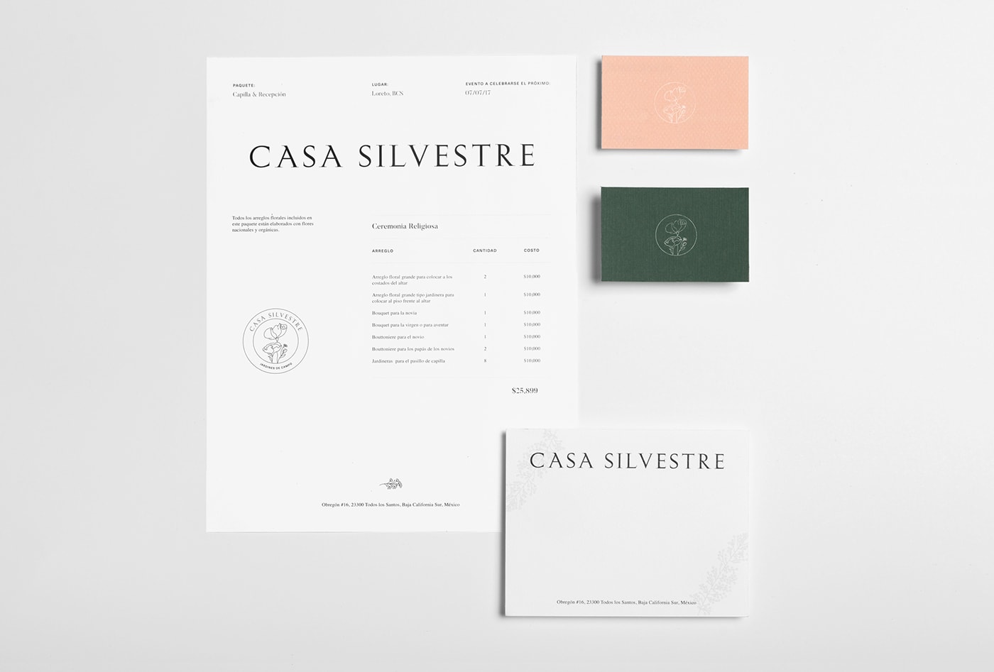 Casa Silvestre浪漫花店品牌logo設計與VI視覺設計，酒店VI設計，品牌視覺設計，企業VI設計，深圳VI設計，左右格局