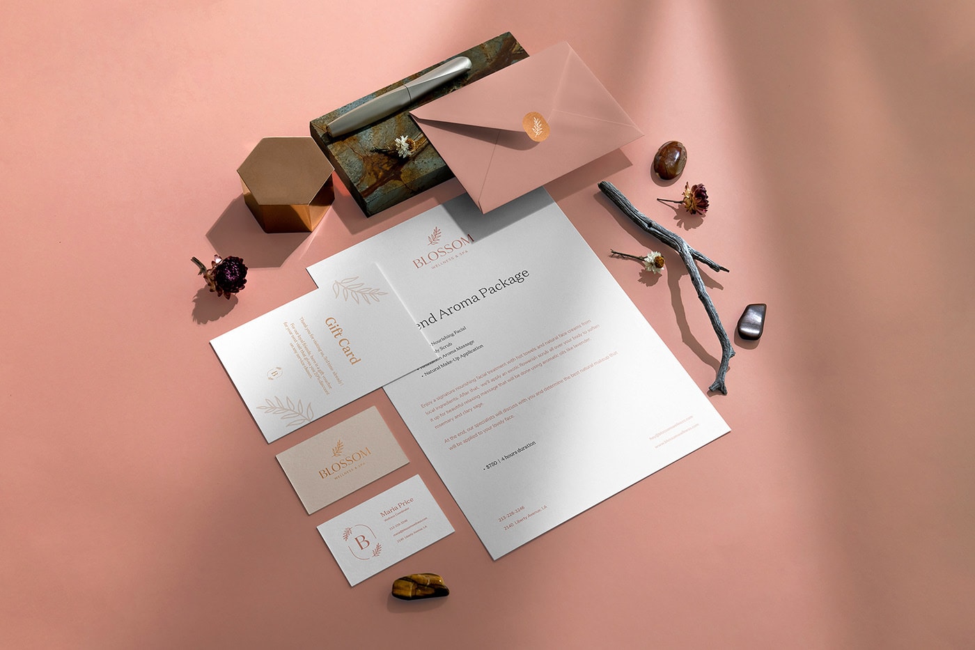 Blossom現代水療中心品牌VI設計——優雅浪漫的品牌塑造，水療品牌VI設計，品牌視覺設計，深圳VI設計，左右格局