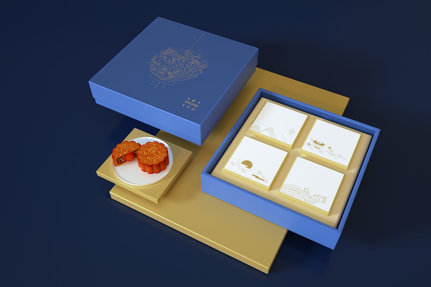 精品越南傳統(tǒng)月餅品牌VI設(shè)計(jì)——創(chuàng)意插畫(huà)包裝設(shè)計(jì)，食品VI設(shè)計(jì)，食品包裝設(shè)計(jì)，深圳VI設(shè)計(jì)，左右格局
